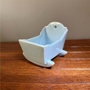 Charming Light Blue Ceramic Rocking Cradle